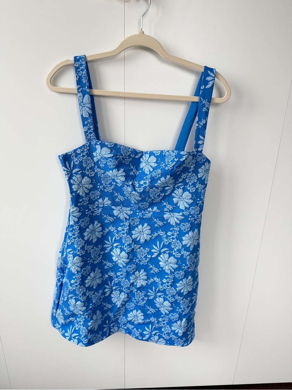 SHEIN Electric Blue Floral Square-Neck Mini Dress - Picture 2 of 3